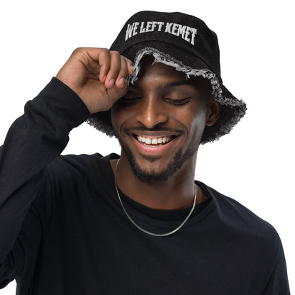 WE LEFT KEMET - Distressed Denim Bucket Hat