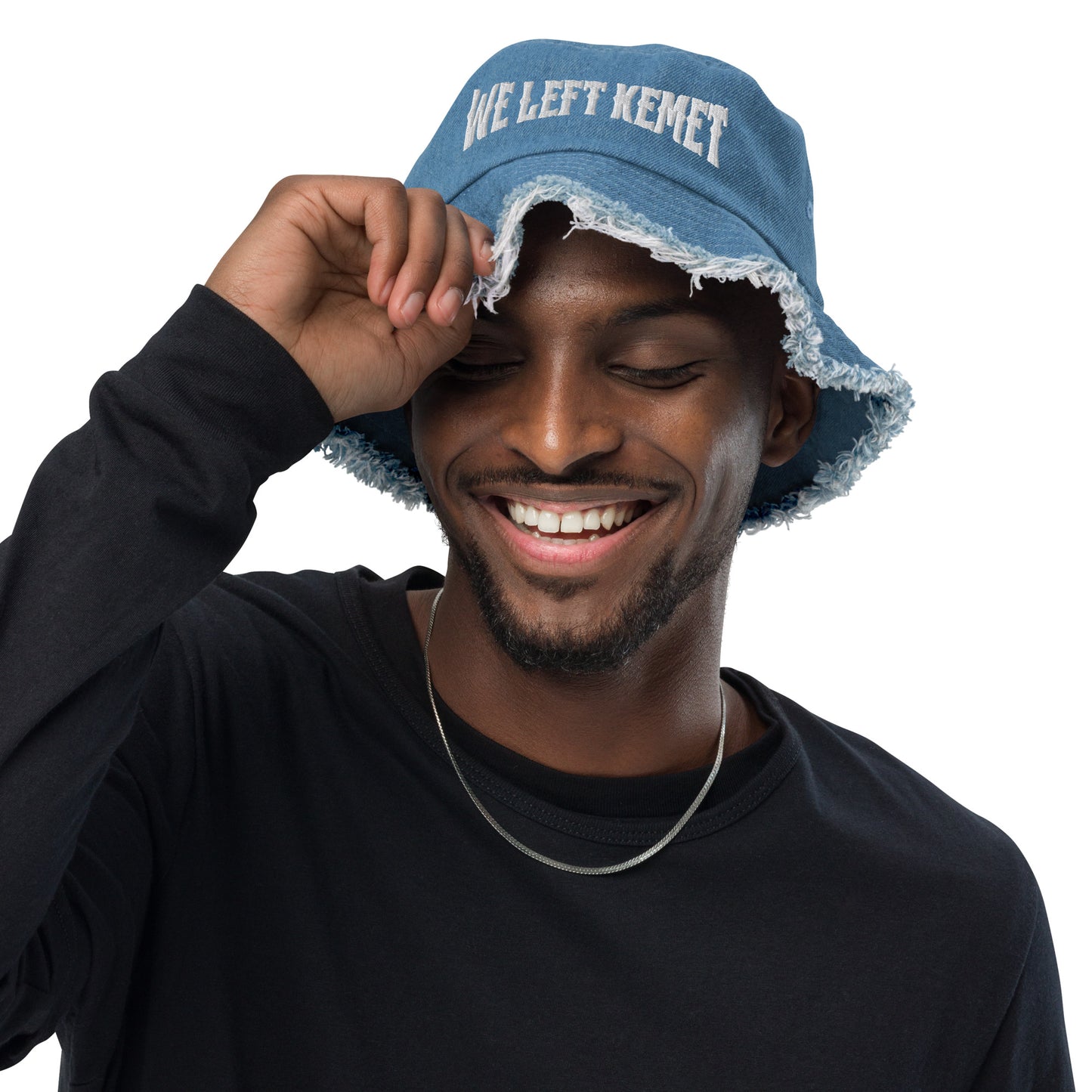 WE LEFT KEMET - Distressed Denim Bucket Hat